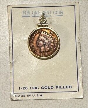 Gold-filled Pendant Featuring A 1909 United States Indian Head Cent Penny Coin